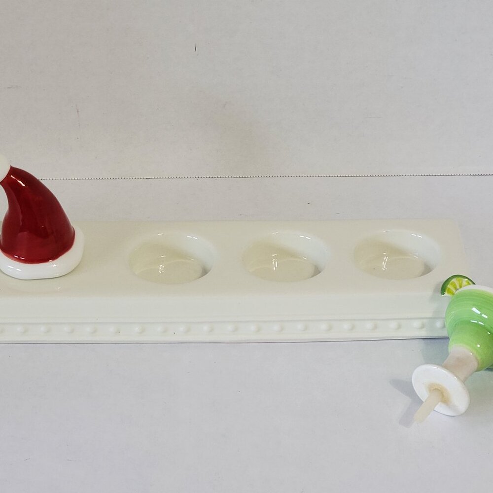 Nora Fleming Pearl Dot Ceramic Triple Tealight Votive Holder w/Minis - Retired
